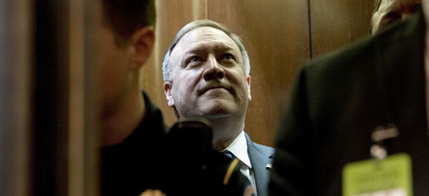 Secretary of State nominee Mike Pompeo met with Senators on Capitol Hill April 9.