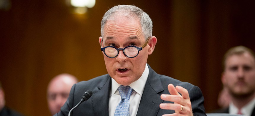 Scott Pruitt testifies before a Senate Appropriations subcommittee on the Interior, Environment, and Related Agencies in May.