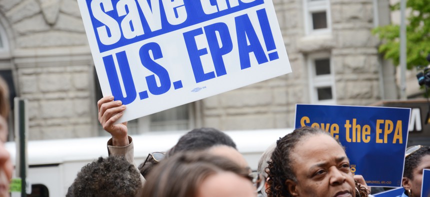 American Federation of Government Employees held a rally on April 25, 2018 outside of EPA headquarters.