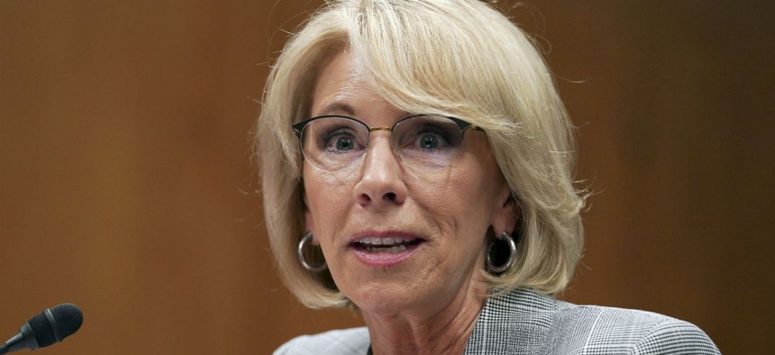 Education Secretary Betsy DeVos testifies during a Senate hearing about the department's funding on June 5.