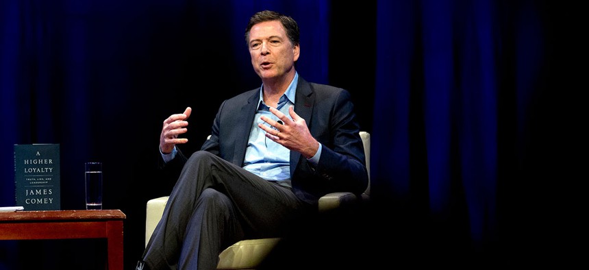 James Comey speaks during his book tour in April.