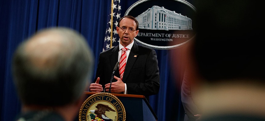 Deputy Attorney General Rod Rosenstein announced the 12 Russian indictments Friday.