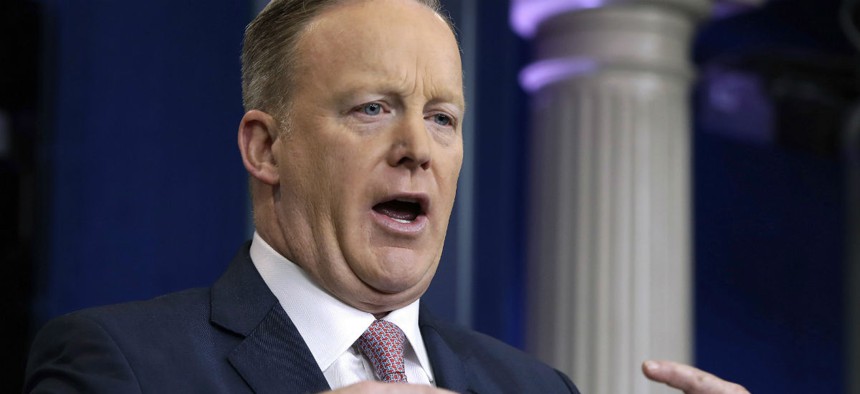 Then White House spokesman Sean Spicer described President Trump's inaugural crowds using what an administration official described as "alternative facts" in January 2017.