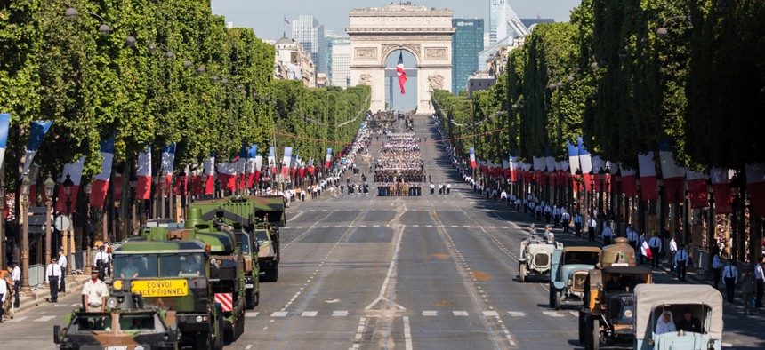 A September military parade down Paris' Avenue des Champs-Élysées is said to be one example Trump wants the U.S. parade to follow.