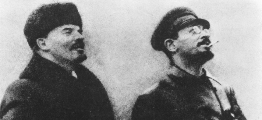 Bolshevik leaders Vladimir Lenin and Leon Trotsky.