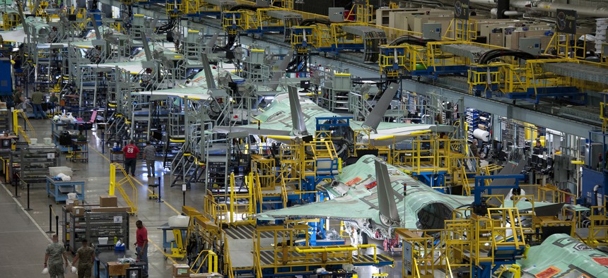 The F-35 production line in Fort Worth, Texas.