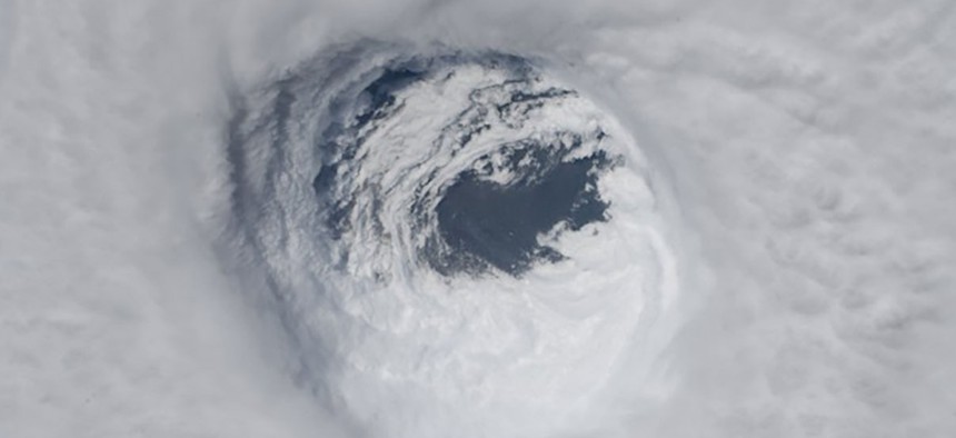 Hurricane Michael's enormous eye, as photographed by the NASA astronaut Serena Auñón-Chancellor.