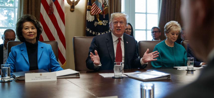President Trump speaks during a Cabinet meeting on Wednesday. 