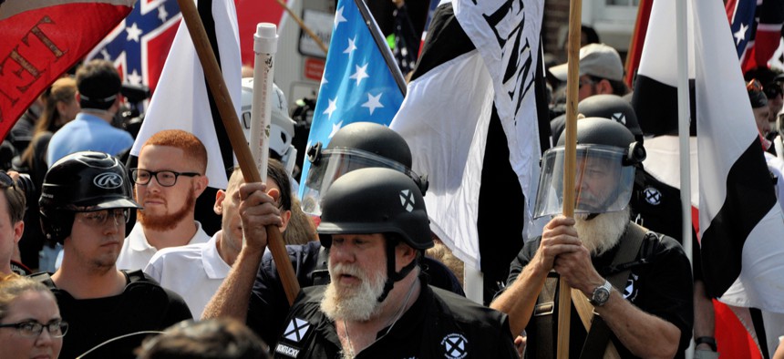 White supremacists gather in Charlottesville in 2017.