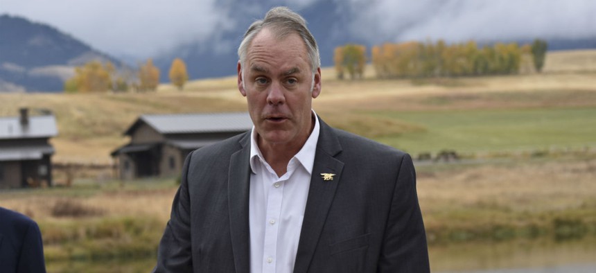 Interior Secretary Ryan Zinke earlier in October announces a ban on mining claims north of Yellowstone National Park. 