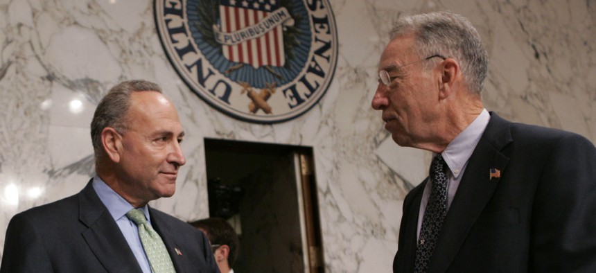 Senators Schumer (left) and Grassley (right) are behind the IRS private debt collection scheme.