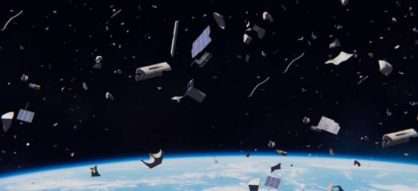 Space debris in Earth orbit creates a dangerous obstacle course for satellites and astronauts