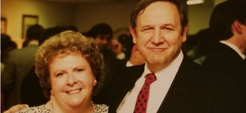 Don Clay and Marjorie Weidenfeld Buckholtz (the author) are pictured at a Washington event in 1990.