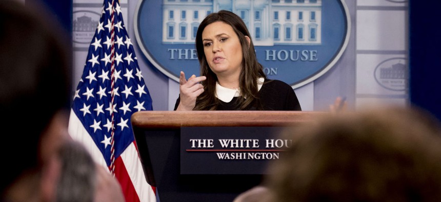 White House Press Secretary Sarah Huckabee Sanders held a press conference Tuesday, during which she said the Senate must act before Trump decides what he will support. 