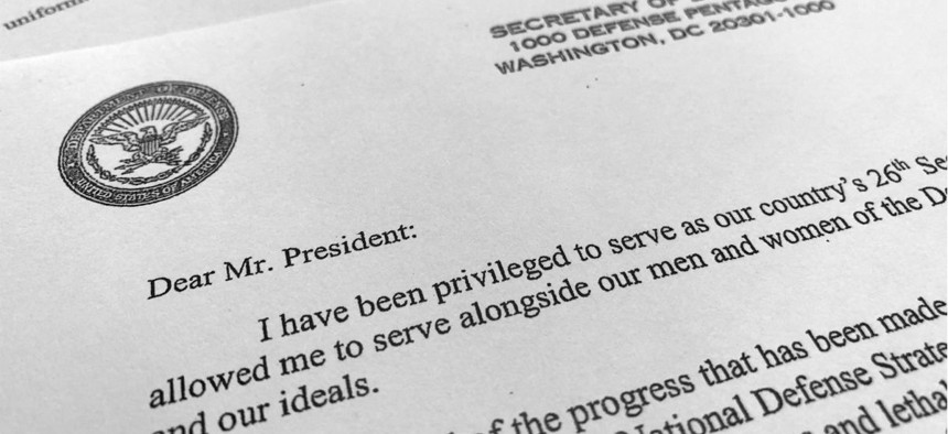 Defense Secretary James Mattis' resignation letter.