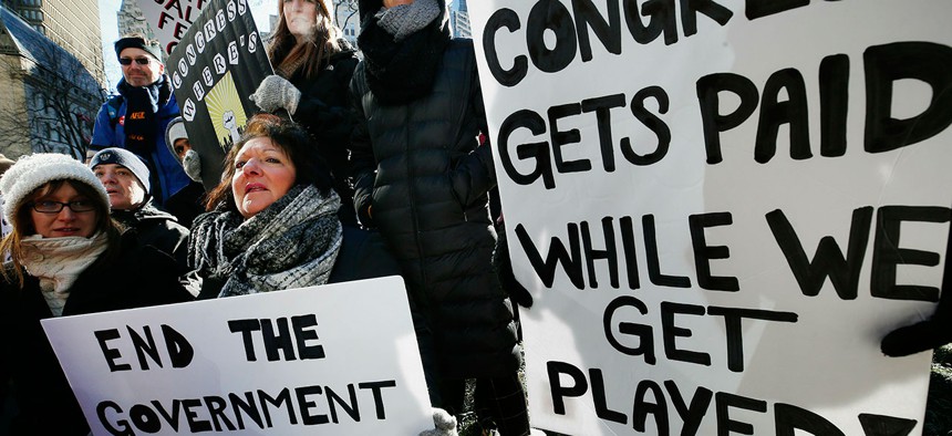 Federal employees and their allies rallied in Boston on Jan. 11 against the shutdown. 