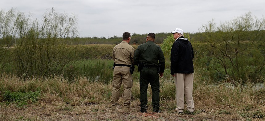 President Trump tours the U.S. border with Mexico in McAllen, Texas.