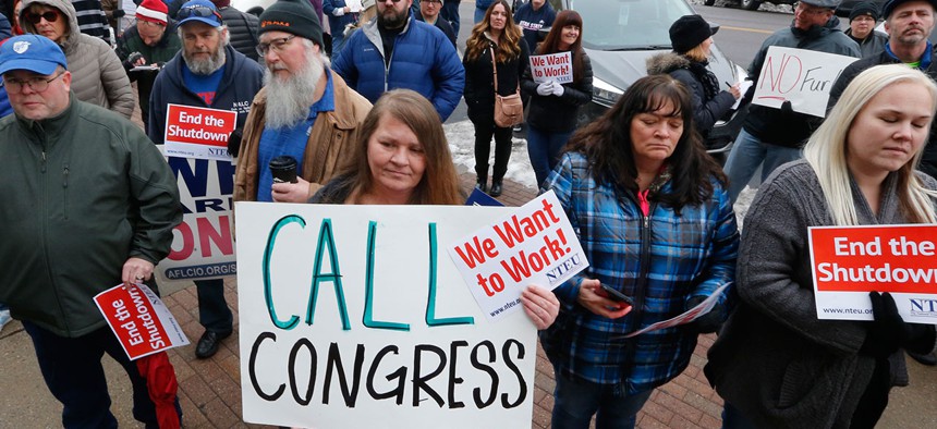 Federal employees and their allies rallied outside the Federal Building in Ogden, Utah on Jan. 10.