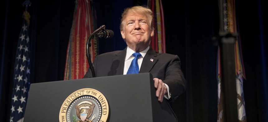 President Donald Trump spoke at the Pentagon on Thursday.