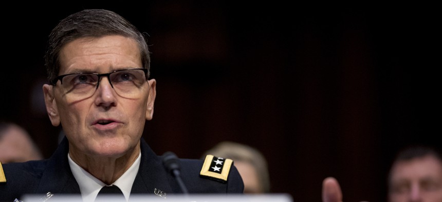 U.S. Central Command Commander Gen. Joseph Votel speaks at a Senate Armed Services Committee hearing on Capitol Hill on Tuesday.