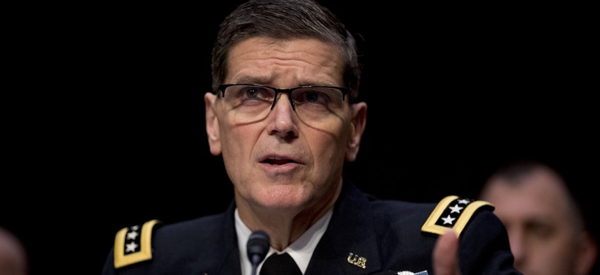 U.S. Central Command Commander Gen. Joseph Votel appears at a Senate Armed Services Committee hearing on Capitol Hill on Tuesday.