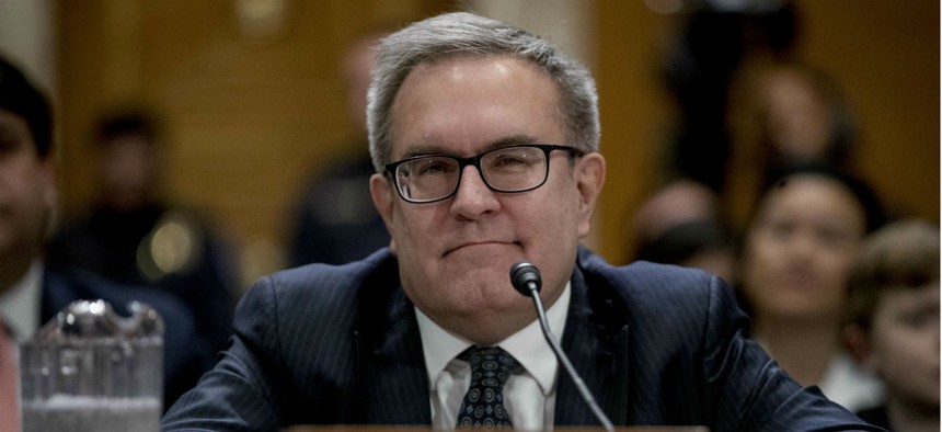 Andrew Wheeler testifies at his confirmation hearing in January. 