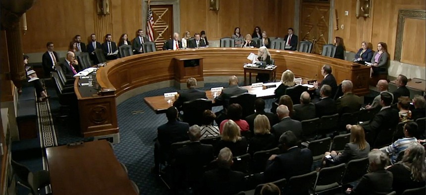 Lawmakers question OPM nominee Dale Cabaniss during her confirmation hearing. 