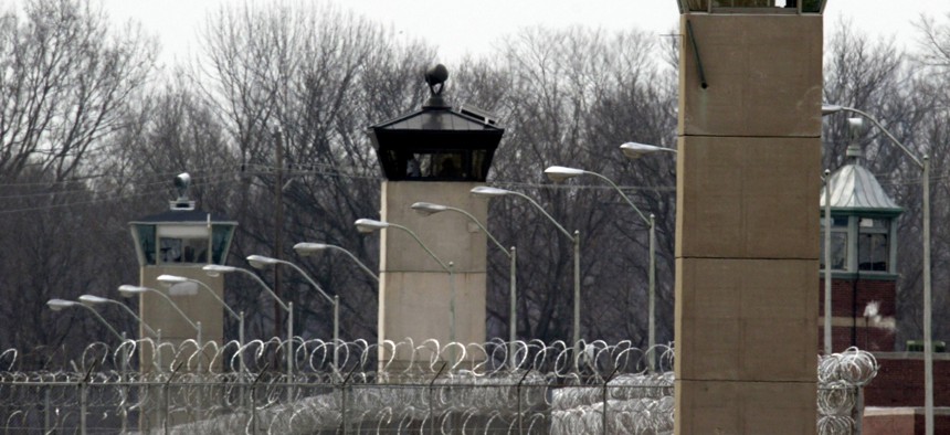 Guard towers and razor wire ring the compound at the U.S. Penitentiary in Terre Haute, Indiana. 