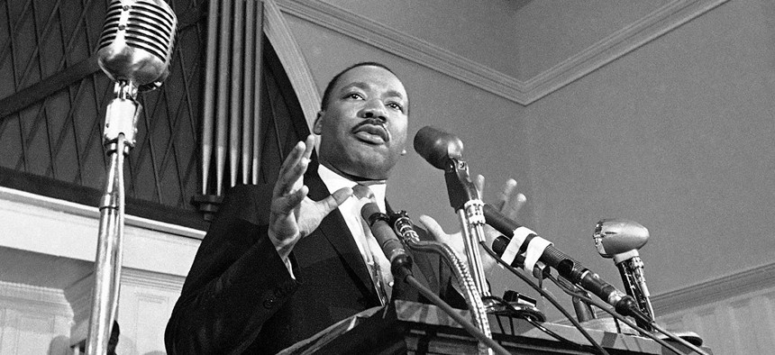 Martin Luther King Jr. speaks in Atlanta in 1960.