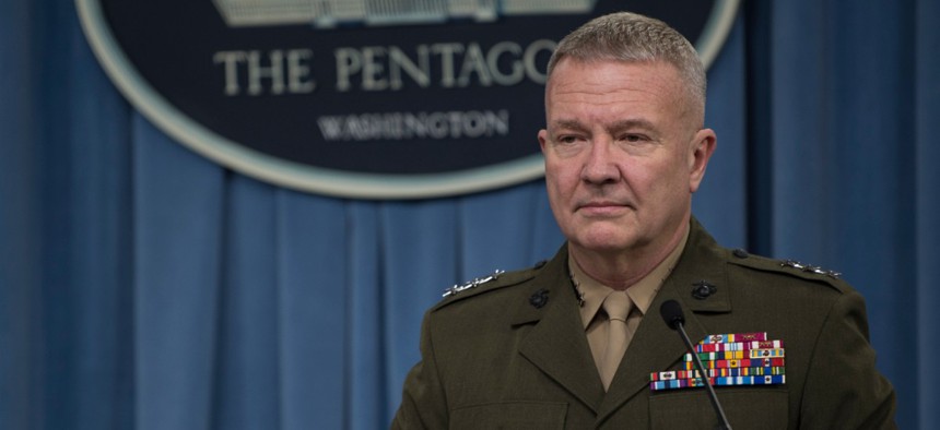 The new head of U.S. forces in the Middle East, General Kenneth McKenzie, told some 6,000 U.S. personnel in the Arabian Gulf, "I am the reason you're here."