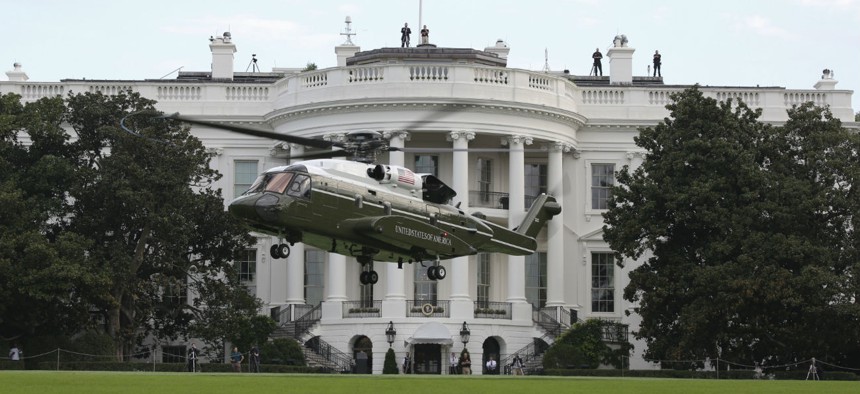 Marine Helicopter Squadron One runs test flights of the new VH-92A over the south lawn of the White House last September. 
