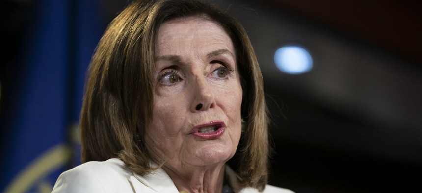 House Speaker Nancy Pelosi holds a news conference Wednesday. 