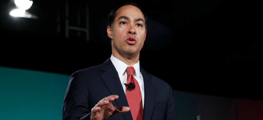 Former Housing and Urban Development secretary and Democratic presidential candidate Julian Castro speaks during a forum on labor issues Saturday. 