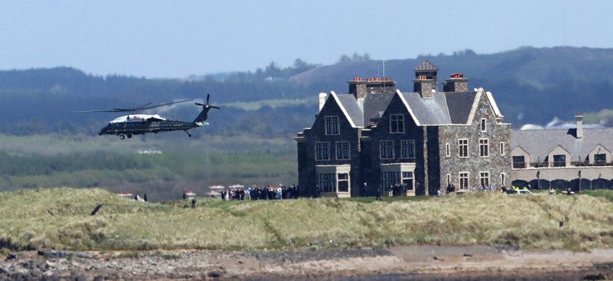 Marine One takes off from Doonbeg during Donald Trump's visit in June 2019.