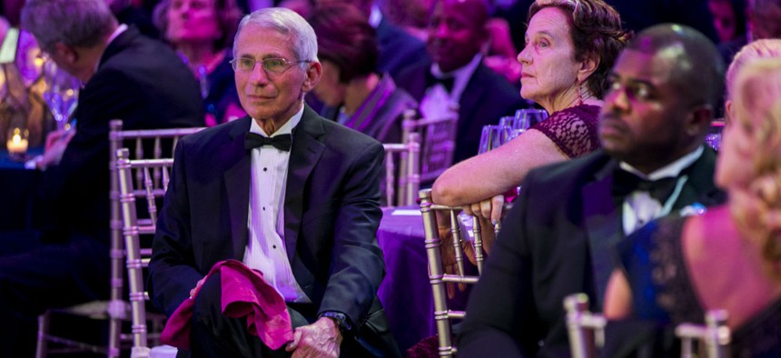 Government Hall of Fame inductee Dr. Anthony Fauci attends Thursday's gala at the Washington National Cathedral. 