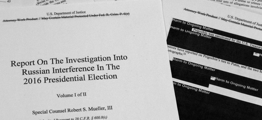 Robert Mueller's redacted report on Russian interference in the 2016 presidential election.