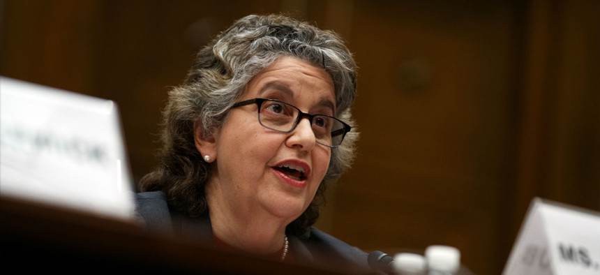 U.S. Federal Election Commission Commissioner Ellen Weintraub testifies on Capitol Hill in May.