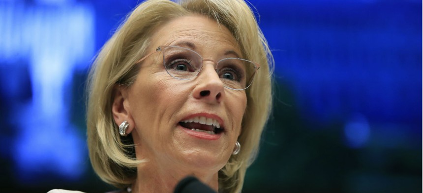 Education Secretary Betsy DeVos testifies on Capitol Hill in April. 