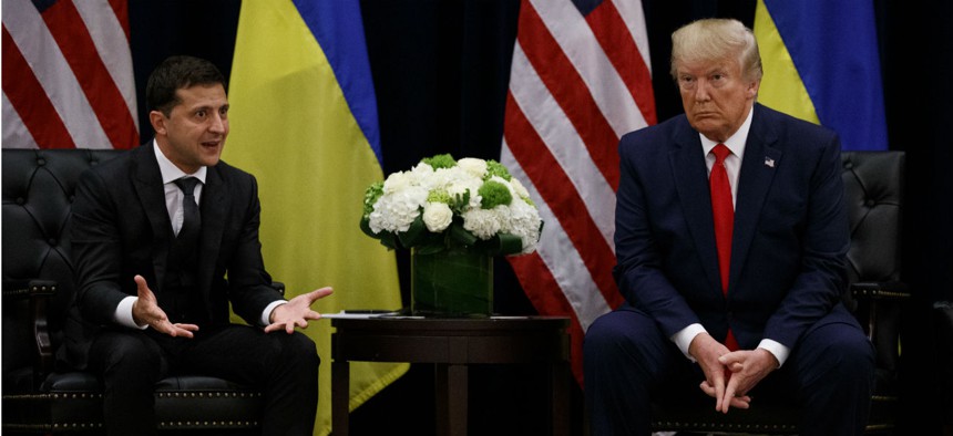 President Trump meets with Ukrainian President Volodymyr Zelenskiy during the United Nations General Assembly on Sept. 25 in New York.
