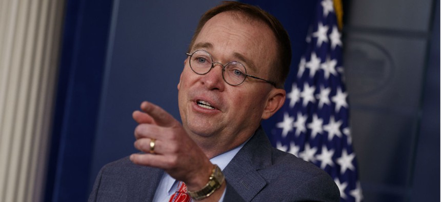 Acting White House Chief of Staff Mick Mulvaney holds a press conference Thursday. 