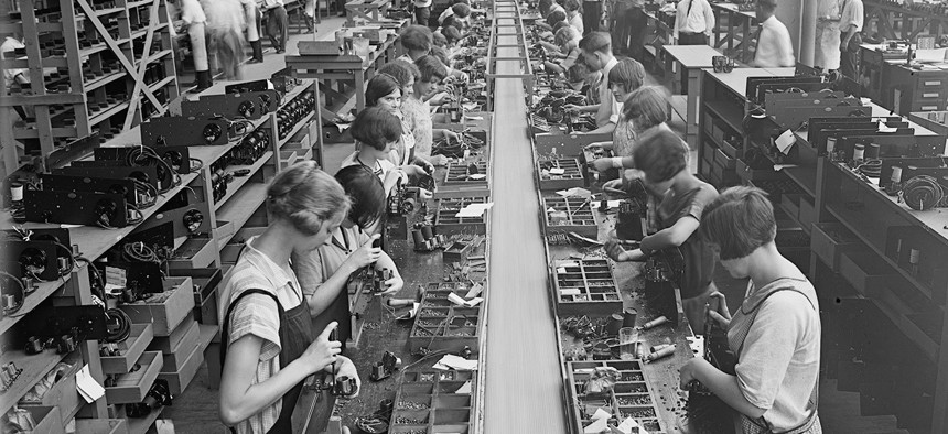 Atwater Kent radio assembly line, Philadelphia, 1925.