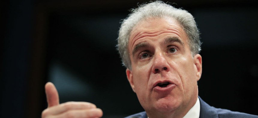 Justice Department Inspector General Michael Horowitz testifies before Congress in 2018. Horowitz is chairman of the IG council that wrote a letter rebuking Justice for its opinion on the Ukraine whistleblower complaint. 