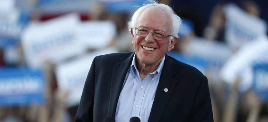 Democratic presidential candidate Bernie Sanders speaks at a campaign rally in Denver in September. 