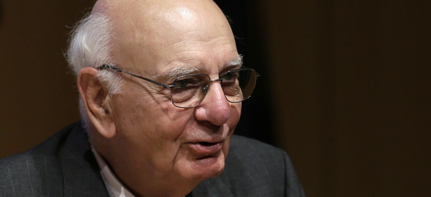 Paul Volcker speaks during a meeting of the State Budget Crisis Task Force at the National Constitution Center in Philadelphia in 2013. 