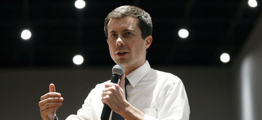 Democratic presidential candidate and South Bend, Ind., Mayor Pete Buttigieg speaks during the Iowa Farmers Union Presidential Forum last week. 