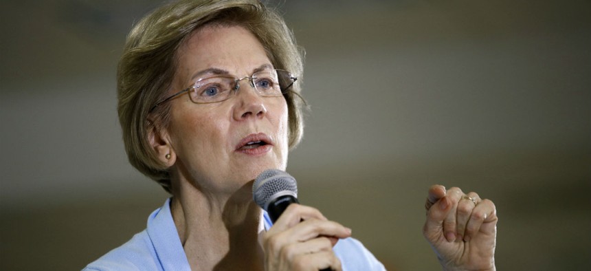 Democratic presidential candidate Sen. Elizabeth Warren, D-Mass., speaks during a campaign event in Iowa on Monday. 