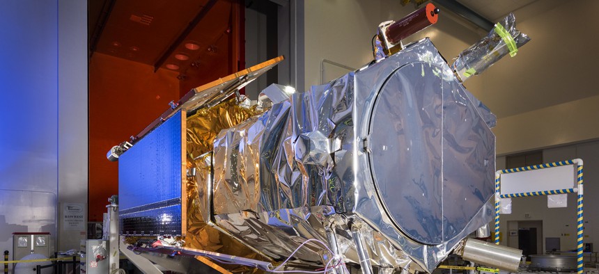 Employees at Lockheed Martin complete final preparations of the WorldView-4 imaging satellite as the team prepares for the upcoming launch at Vandenberg Air Force Base.