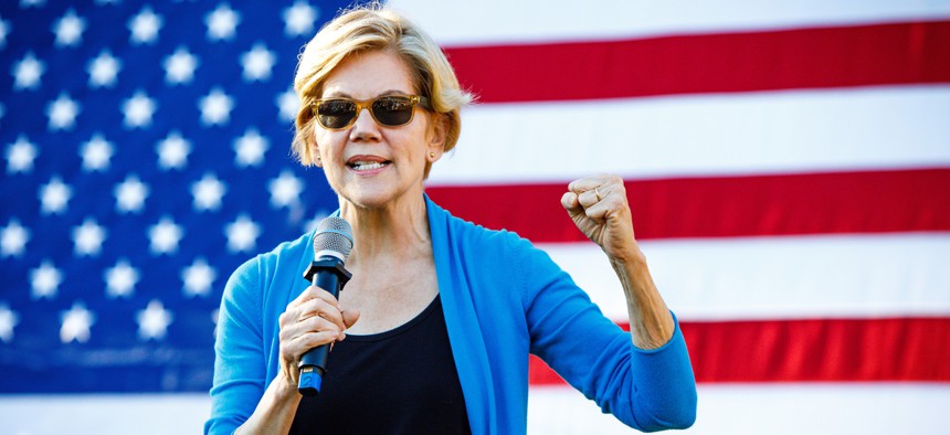 Elizabeth Warren campaigns in New Hampshire in September.
