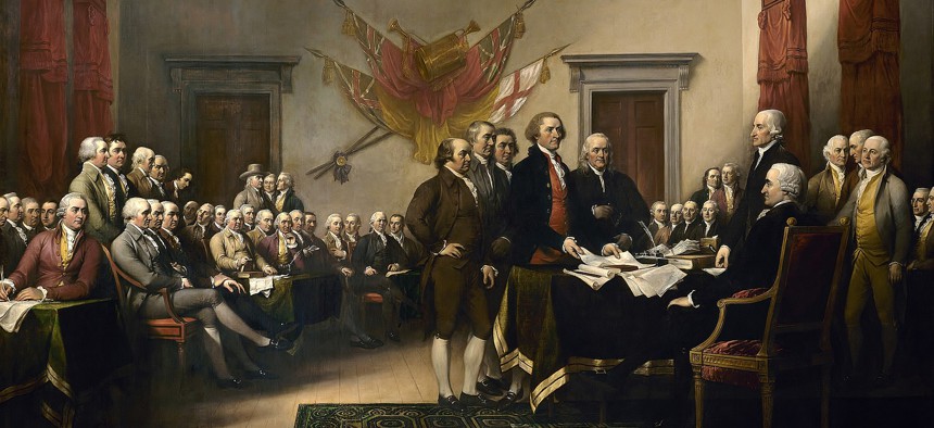 John Trumbull's "Declaration of Independence" sits in the United States Capitol