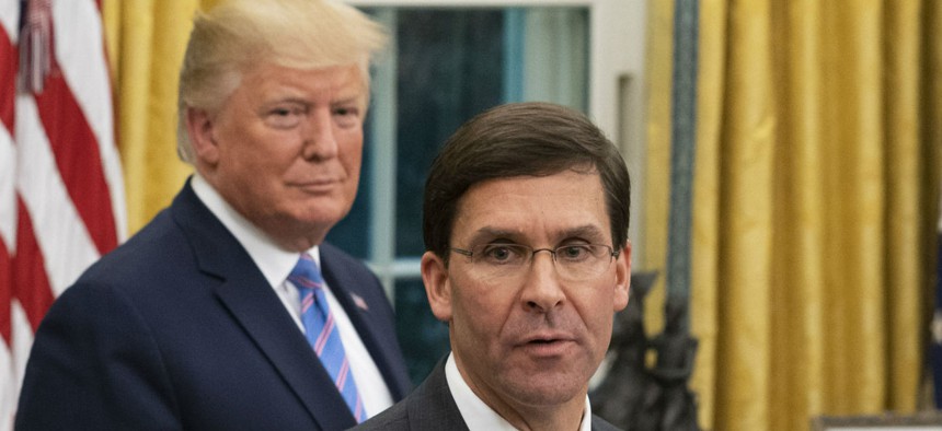 President Trump and Defense Secretary Mark Esper at the White House in July 2019.